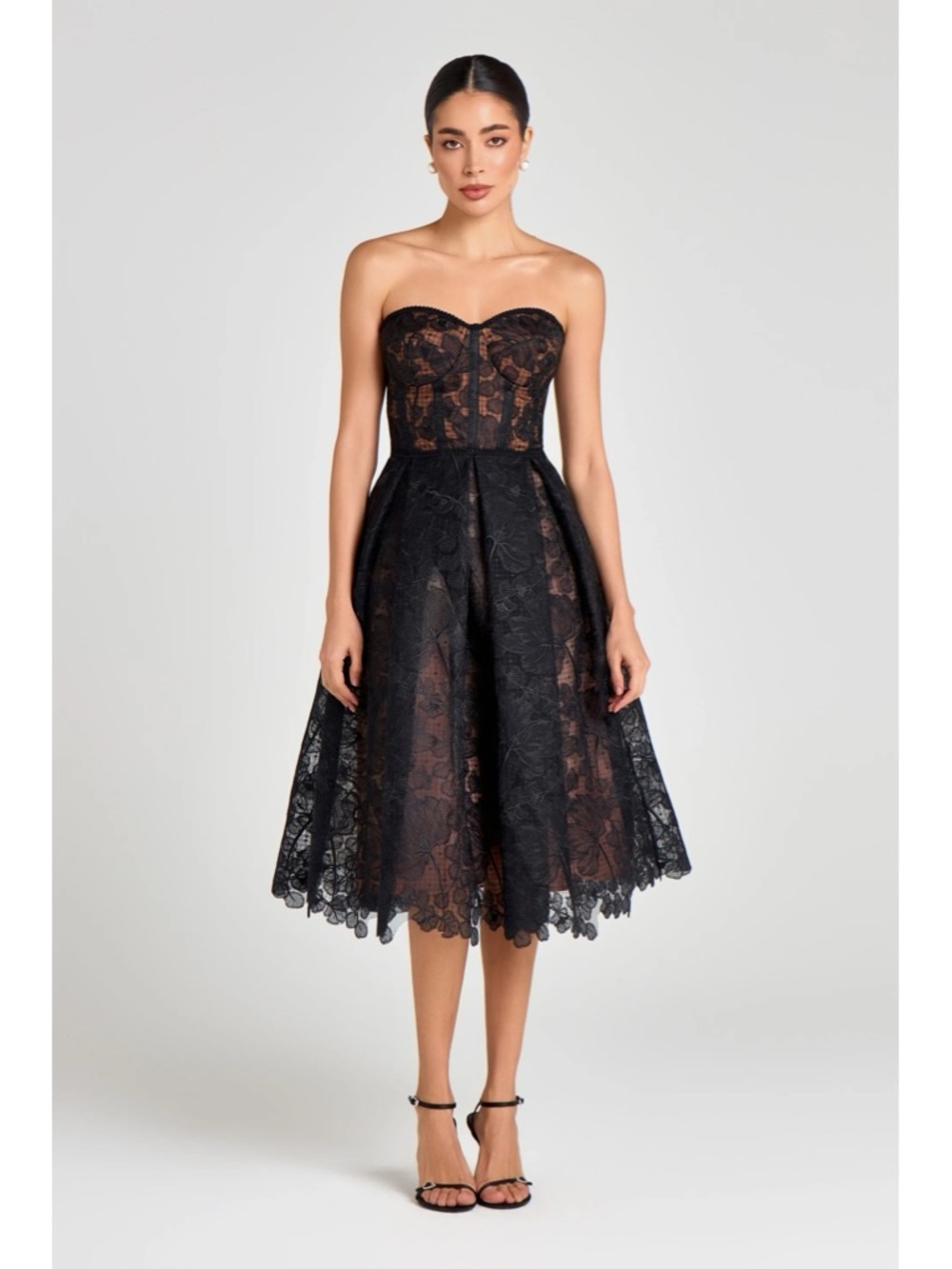 Nadine Merabi Olivia Black Lace Corset Dress Size 6